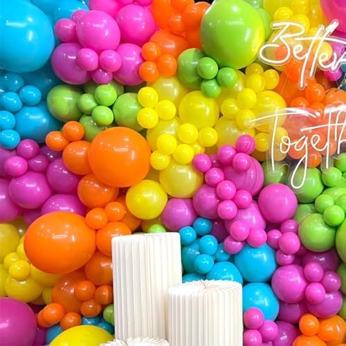 412pcs Summer Tropical Balloon Arch Garland Kit, Different Sizes 18 12 10 5inch Rainbow Hot Pink Green Orange Blue Purple Balloons for Hawaiian Luau Aloha Baby Shower Birthday Party Decorations - Image 5