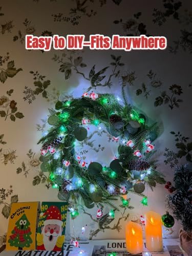 Christmas Lights Santa Snowflake Christmas Tree String Lights, 30 LEDs 10ft Battery Powered, Christmas Decorations Xmas Fairy Lights for Wreath Window Fireplace Tree Poster Board Home Decor - Image 3