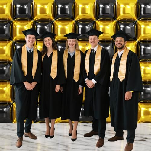 NISOCY 48PCS Black and Metallic Gold Square Foil Balloons Wall Backdrop - Image 6