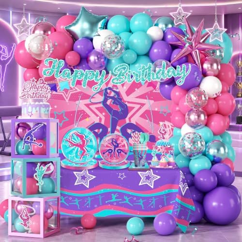 286PCS Cocomigo Gymnastics Birthday Party Decorations set, Serves 25 by cocomigoPartyHome