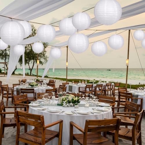 Hanging White Paper Lanterns White Party Decorations 15pcs - Image 4