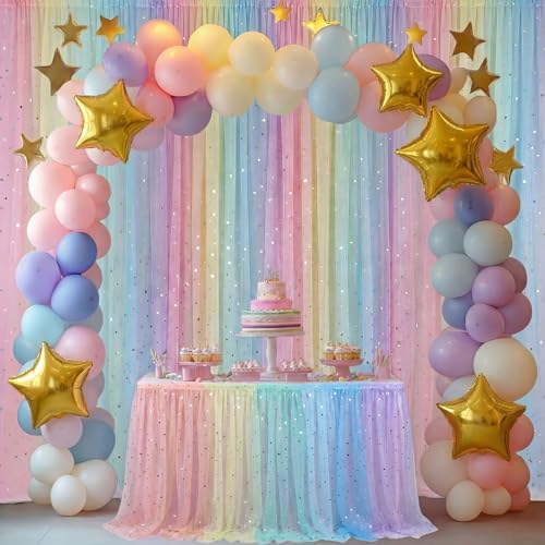 8 Pcs Pastel Rainbow Table Runners 29 x 70 in Rainbow Tablecloth - Image 6