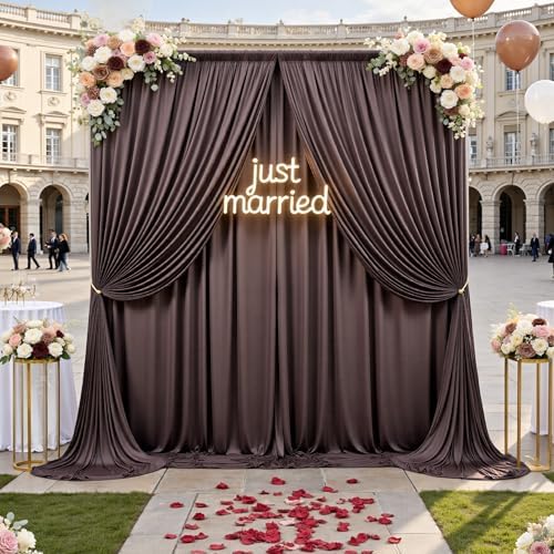 12ft x 10ft Brown Backdrop Curtains for Parties, Wrinkle Free 2 Panels Photo Backdrop Drapes Back Drop Cloth for Wedding Birthday Photography Background Decor - Image 6