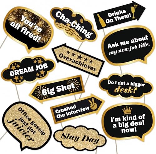 Job Promotion Photo Booth Props – 12 Funny Party Signs for Work Celebrations, Office Party Decorations, Career Success Party Favors - Image 2
