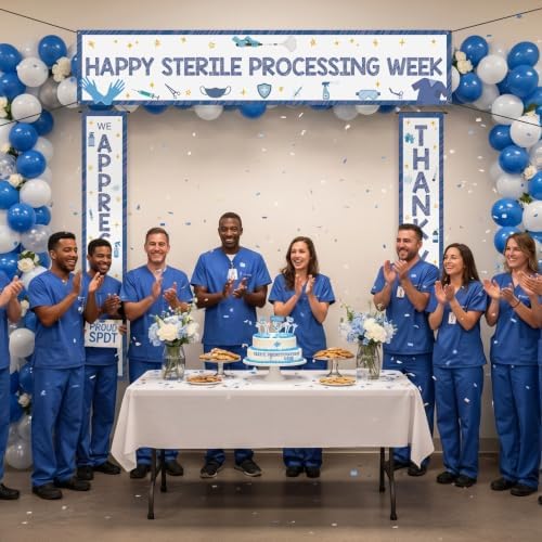 SmoothNovelty 3 Pcs Blue Sterile Processing Week Banner Blue - Image 6