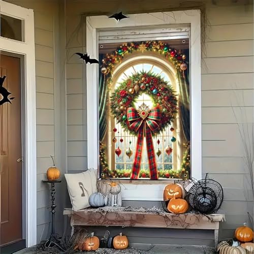 BlissYard Holiday Xmas Window Decor Cover 32x47 Inch Fabric - Image 7