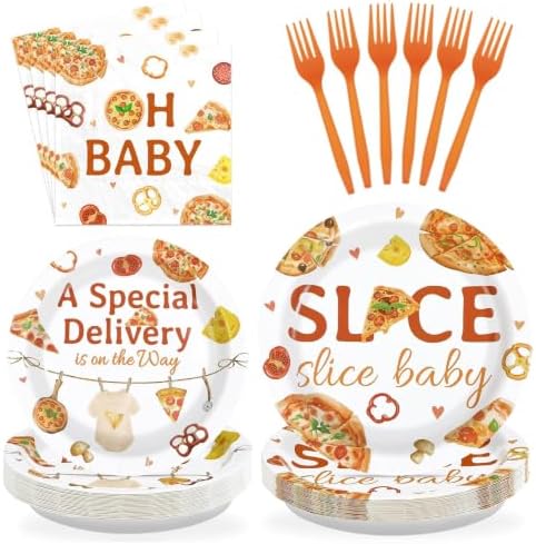 96Pcs Pizza Baby Shower Party Decorations for Boys Girls, Serves 24 by Greencian