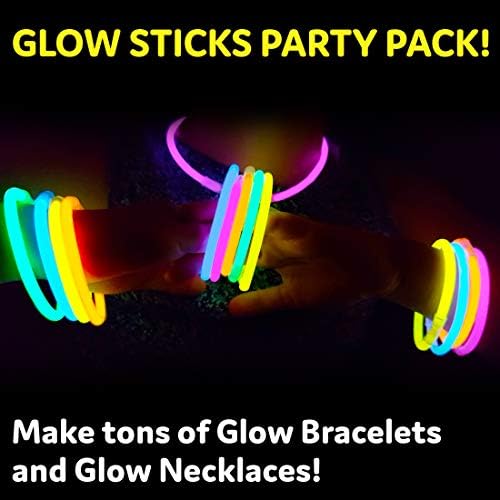 PartySticks Ultra Bright Glow Sticks Bulk Party Supplies 400 Pack - 8" Glow in the Dark Light Up Halloween Party Favors, Glow Decorations, Neon Party Necklaces and Bracelets with Connectors - Image 2