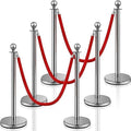 Ferraycle 4 Pcs 2026 Wedding Stanchions and Velvet Ropes Set, Silver by Ferraycle