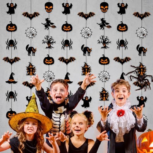 Ceenna 9 Pcs Halloween Party Hanging Decorations Witch Ghost Paper Garland - Image 5