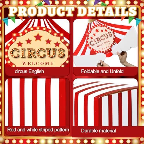 Bucherry 7 Pcs Carnival Circus Party Decor Red and White Striped Tent - Image 4