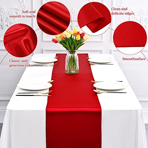 12 Pack Red Satin Table Runner 12 x 108 Inch Long Premium Table Runners for Wedding Party Events Decoration, Birthday Parties, Banquets Decorations, Graduations, Engagements - Image 3