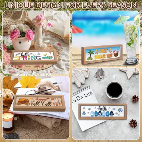 Barydat 25 Pcs Fall Decorations for Home Interchangeable Seasonal Wood Sign - Image 5