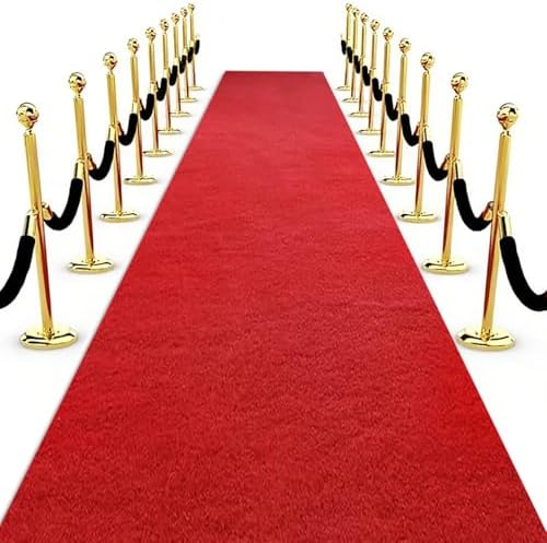 Red Carpet Runner for Party Aisle Runner for Wedding Ceremony, Event Runway Rug for Prom Nights, Awards, Proposal, Step and Party Decorations, 6mm Thick (Red-3′×15′) by WASHNASH