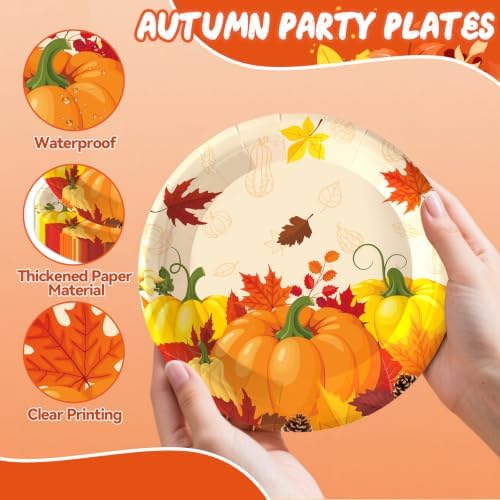 50PCS Fall Paper Plates and Napkins, 7inch Thanksgiving Party Decorations - Image 3