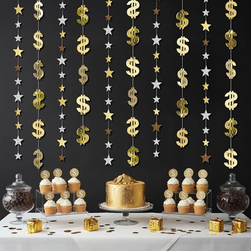 Cheerland Dollar Party Decorations Money Garland Currency $ Sign Hanging Streamer for Birthday Retirement Finance Office Vegas Theme Casino Night Gambling Success Tax Decor Graduation Party Supplies - Image 4
