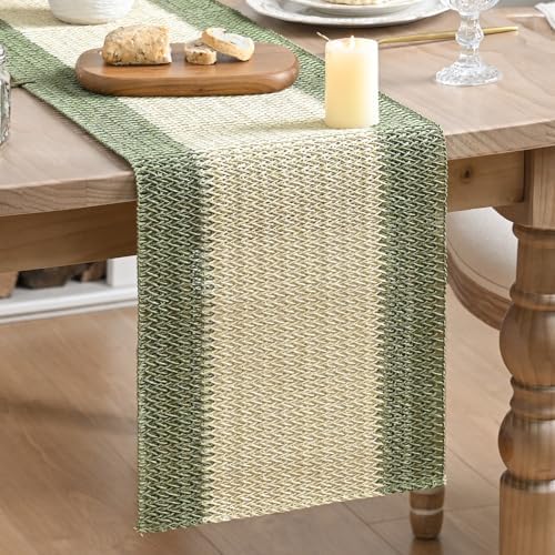 Artoid Mode Dark Green Farmhouse Rustic Paper Braided Table Runner, Seasonal Christmas Woven Kitchen Dining Table Decoration for Home Party Decor 12x48 Inch by ArtoidMode