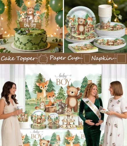 267PCS Fexivo Woodland Baby Shower Decorations Set, Serves 25 Guests - Image 5