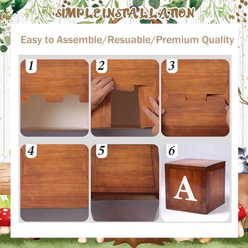 Woodland Baby Shower Decorations Neutral - Forest Animals Party Supplies Include Balloon Garland Arch, Oh Baby Backdrop, 4 Wood Grain Boxes, Fox Deer Raccoon Foil Balloons - Sage Green Gold - Image 5