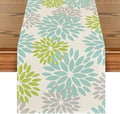 Artoid Mode Green Dahlia Floral Pinnata Summer Table Runner, Spring Kitchen Dining Table Decoration for Home Party Decor 13x72 Inch by ArtoidMode