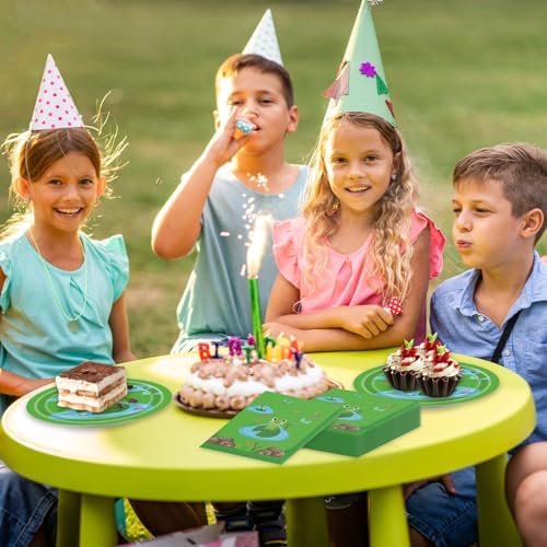 40Pcs Frog Party Decorations Disposable Green Birthday Paper Plate and Napkin for Summer Theme Party Supplies Frog Birthday Baby Shower Decoration - Image 6