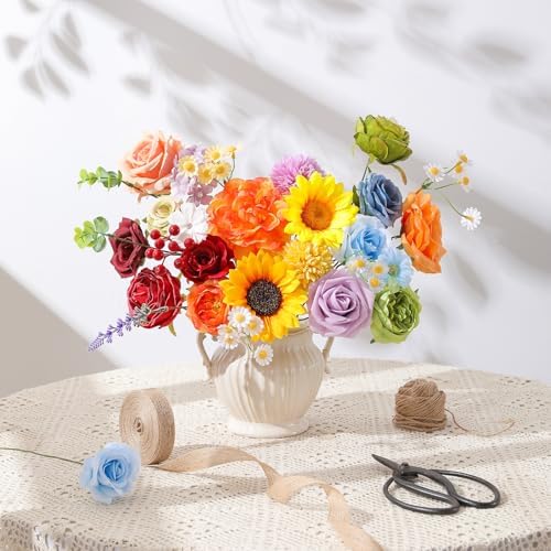 Floweroyal Artificial Flowers Fake Rose Flowers Dahlia with Stems for DIY Wedding Bridal Bouquets, Baby Shower, Floral Arrangement, Table Centerpieces, Home Decorations - Image 4