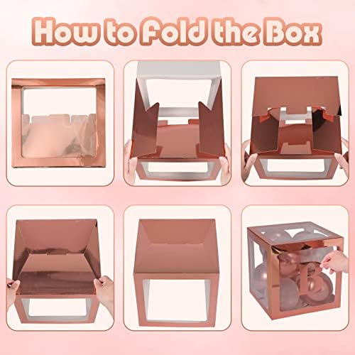 Voircoloria Balloon Boxes with Letters Gift Box, Rose Gold, 4 Clear Boxes - Image 7