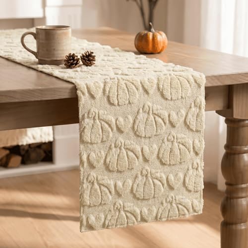 Artoid Mode Beige Soft Faux Fur Fall Table Runner 13x120 Inch by ArtoidMode