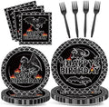 96Pcs Dragon Birthday Party Decorations Black Dragon Party Tableware Dinnerware Disposable Paper Dessert Cake Plates Napkins Forks Bulk Dragon Themed Party Supplies Fantasy Baby Shower Favors 24 Guest by Wiooffen