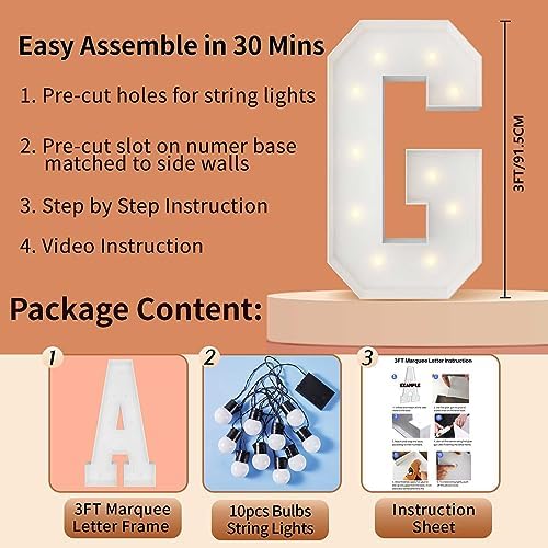 3FT Marquee Letters, Large Light Up Letters G for Grad Party Decor - Image 5
