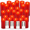 fclayvts 24 Pack Red LED Candles with Remote & Timer - Flameless Pillar Candles with 3D Flickering Flame, Battery Operated for Christmas Tree, Table Centerpieces, Party Decor by fclayvts