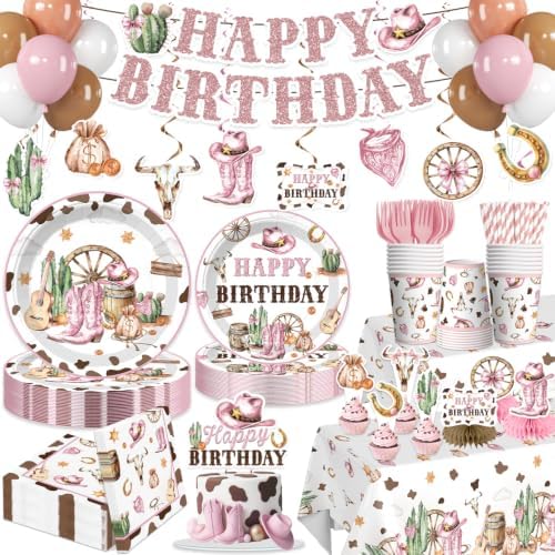 201pcs Western Cowgirl Birthday Party Decorations Tableware Set, 25 Serves by Unknown