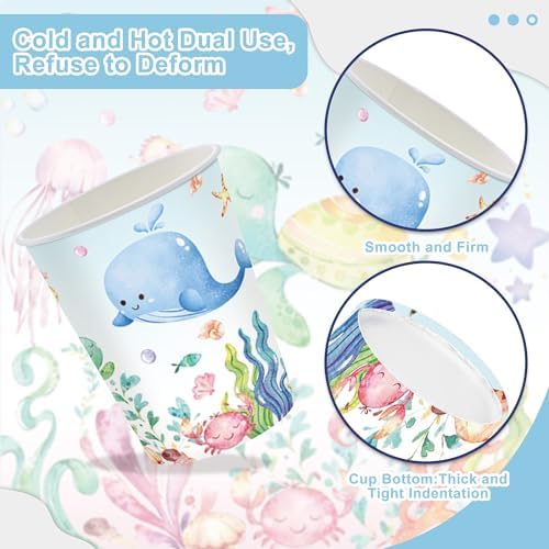 120PCS Under the Sea Party Supplies for Ocean Theme Baby Shower Birthday Party Underwater World Creatures Decorations Ocean Sea Animal Plate Cup Napkin Knives Forks for 20 Guests - Image 5