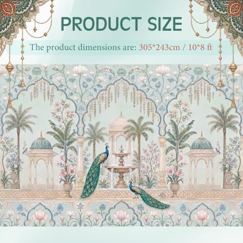 Gilprop Indian Peacock Backdrop for Pooja Decoration, 10 x 8 ft, Peacock - Image 2