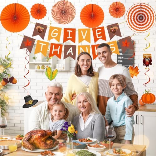 DARUNAXY Orange Happy Thanksgiving Party Decorations Set(20PC) - Image 6