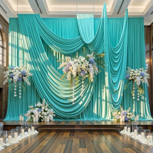 10x12 ft Turquoise Backdrop Curtains for Weddings, Birthdays and Photos - Image 5