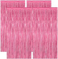 4 Pack Birthday Decorations, 3.28 FT x 7.05 FT Pink Backdrop, Metallic Happy Birthday Backdrop Fringe Curtains Party Streamer, Bachelorette Party Decorations Princes Birthday Valentines Party Decor by ZATAYE