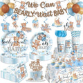 216PCS Blue Baby Shower Decorations Serves 25, Boy Baby Shower Include Banner, Plates, Balloons, Cake Topper and Tablecloths, for Baby Boy Shower Decorations by Yingoto