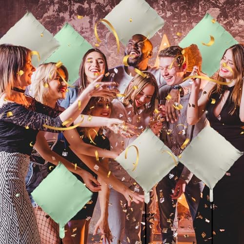 25PCS Matte Mint Green Beige Square Foil Balloons Wall Backdrop - Image 3
