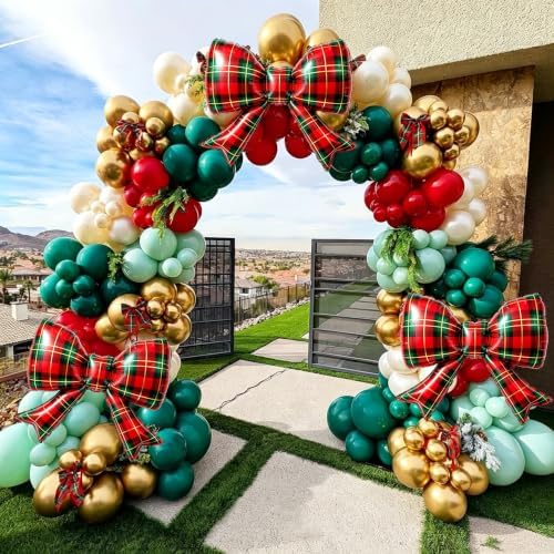 Christmas Balloon Arch Garland Kit for Christmas Party Decorations | 146Pcs Red Green Gold Pearl White Balloons with Foil Bow Balloons for Christmas New Year Candies Xmas Party Decorations - Image 2