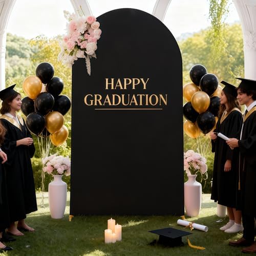 6.6 ft Arch Backdrop Cover Black - Double-Sided Spandex Arch Covers Stretchy Backdrop for Balloon Arches Birthday Party Baby Shower Banquet Wedding Photo Background - Image 6