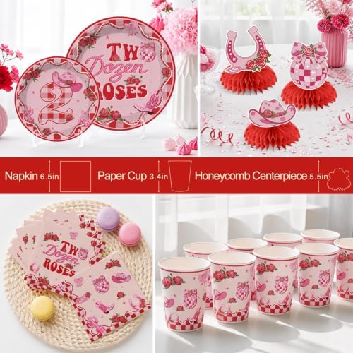 217PCS Two Dozen Roses 2nd Birthday Theme Party Supplies, Serves 25 - Image 5