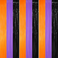 GOER 3.2 ft x 8.2 ft Metallic Tinsel Foil Fringe Party Backdrop for Halloween Birthday Graduation New Year's Party Decorations(3 Packs,Black&Orange&Purple) by GOER