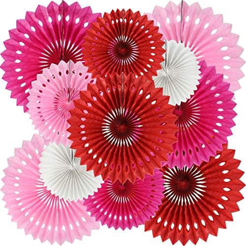 BEISHIDA Honeycomb Round Paper Fans Red Pink Mix Hanging Party Decoration by Beishida