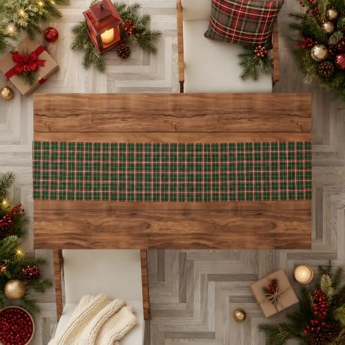 Christmas Decorations - Red Green Plaid Christmas Table Runner - Image 7