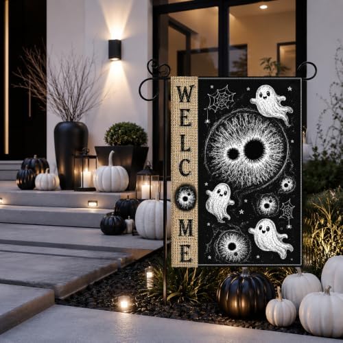 Halloween Garden Flag Ghost Eyeball Gothic Yard Flags for Outside 12x18 - Image 4