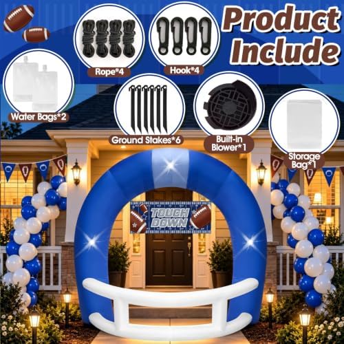 8FT Blue White Inflatable Football Helmet Arch with LED Lights - Image 3