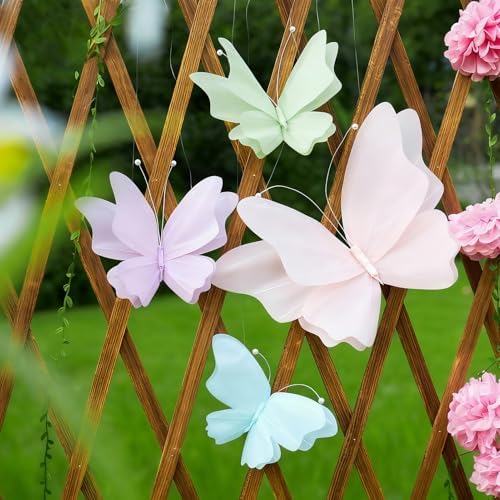 SUNBEAUTY Butterfly Party Decorations, 3D Butterflies, Water Proof Wedding Decor, Hanging Butterflies for Baby Shower Birthday Decor Party Girls, Women, PET Plastic Butterfly for Wall Decor, Set of 4 - Image 6