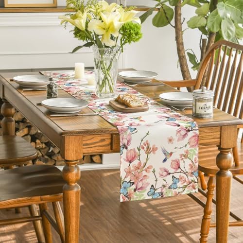 Artoid Mode Flower Bird Butterfly Spring Table Runner Home Decor 13x72 Inch - Image 4