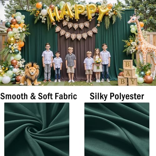 40ftx10ft Hunter Green Backdrop Curtains for Party Background, Wrinkle Free 8 Panels Silky Fabric Green Photo Backdrop Drapes Back Drop Cloth Drapery for Wedding Birthday Photography Decor - Image 4